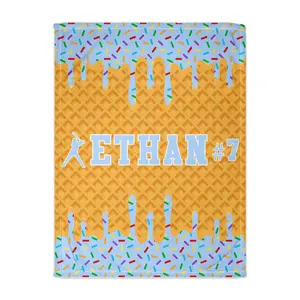 Personalized Ice Cream Drip Baseball Throw Blanket 50in x 60in Lightweight Soft Minky fleece Baseball Player Gift