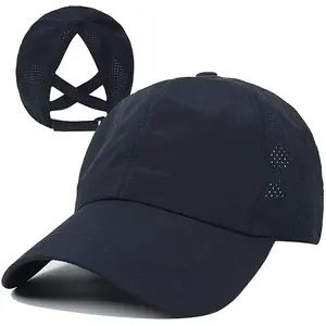 Chic Criss Cross Ponytail Cap for Women - Quick Dry Mesh Baseball Hat for High Bun Comfort - Perfect for Outdoor Activities & Active Lifestyles