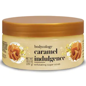 Bodycology Caramel Indulgence Exfoliating Sugar Scrub 10.5 oz - Gentle Polishing & Hydrating with Warm Sweet Scent for Soft Smooth Skin