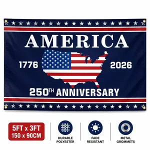 America 250th Anniversary Flag 1776–2026 | Large 5FT×3FT Patriotic USA Banner | Independence Day Wall & Yard Decoration | Veterans Day Decor fourth july decor Without Flagpole