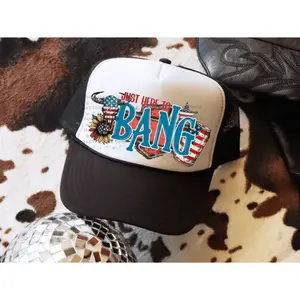 RTS JUST HERE FOR THE BANG JULY 4TH DTF DIRECT TO FILM transfers HAT SIZE (HAT NOT INCLUDED)  33-C
