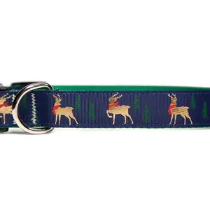 Christmas Dog Collar - Golden Reindeer -  Classic Christmas Collar - Winter Dog Collar - Old Time Christmas Collar - Holiday Dog Collar