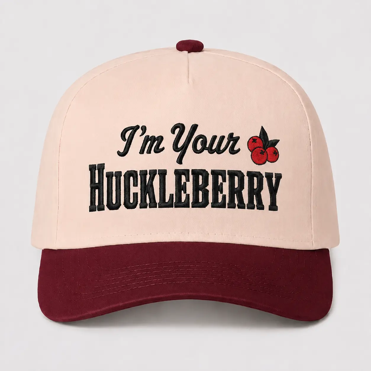 I’m Your Huckleberry Embroidered Hat, Western Quote Baseball Cap, Cherry Detail Structured Cap, Cowgirl Country Style Adjustable Hat, Gift For Her
