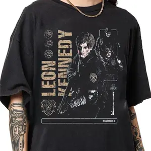 Leon Kennedy Resident Evil Biohazard Game T-shirt For Men Women 100% Cotton T Shirts Streetwear Tops J54