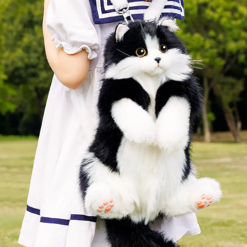Mini Tuxedo Cat Backpack – Plush Cat Bag for Girls Gift Idea