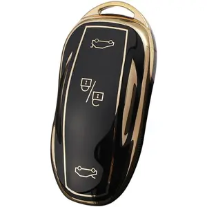 Fit for Tesla Model X Key Fob Cover Accessories Smart TPU Key Shell Case Protector - Black