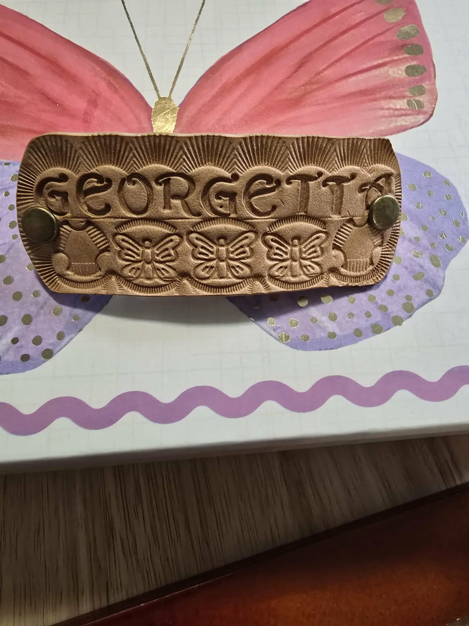 Personalized Leather Hair Barrette, Handcrafted Decorative Clip with Custom Name, Unique Graduation Gift with Secure Hold, One Of A Kind