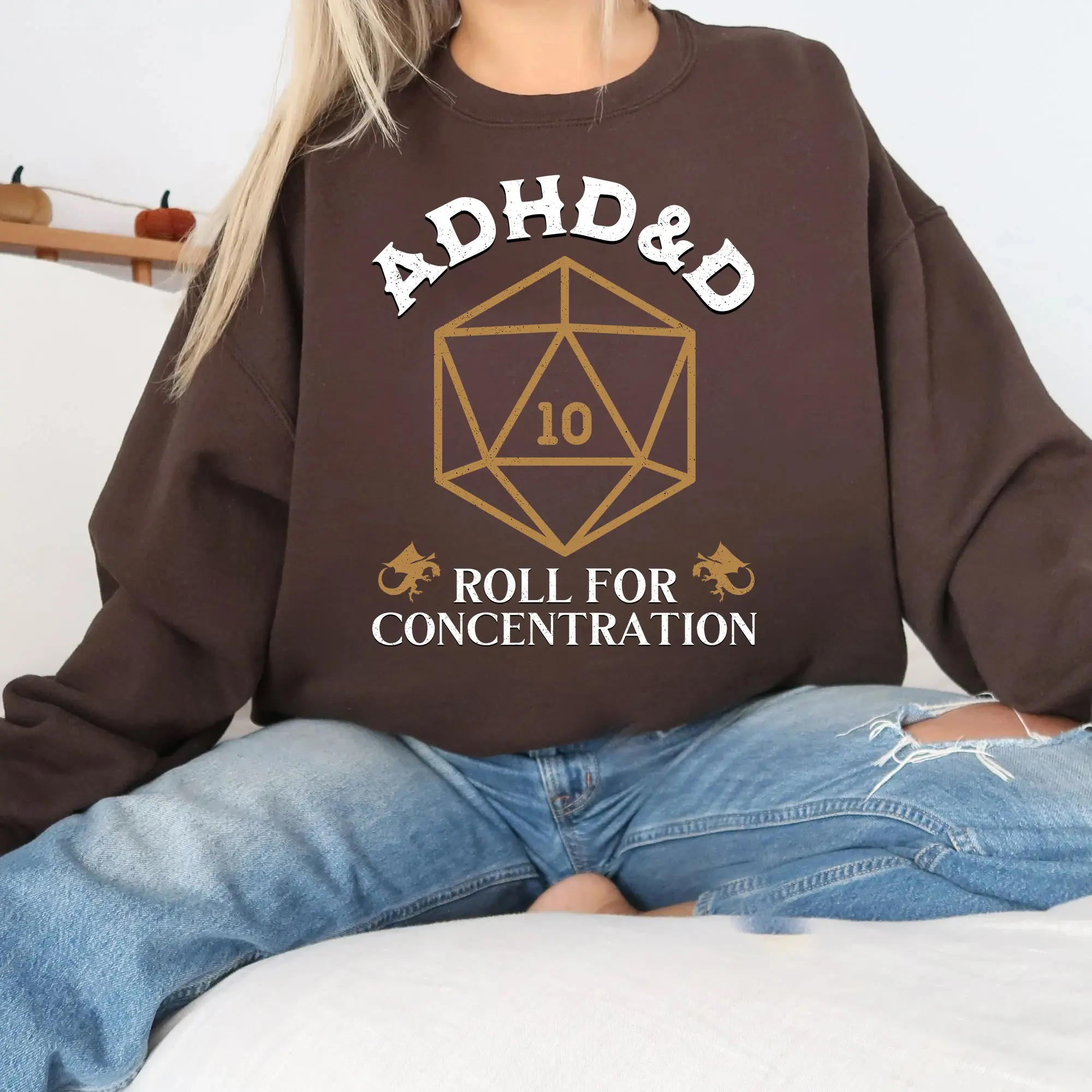 ADHD&D Roll For Concentration Sweatshirt, Dungeons And Dragons Dnd T-Shirt, DnD Vintage Tee, ADHD Unisex Tee DnD Shirt, RPG Gift, Dungeons And Dragons Dnd Sweatshirt