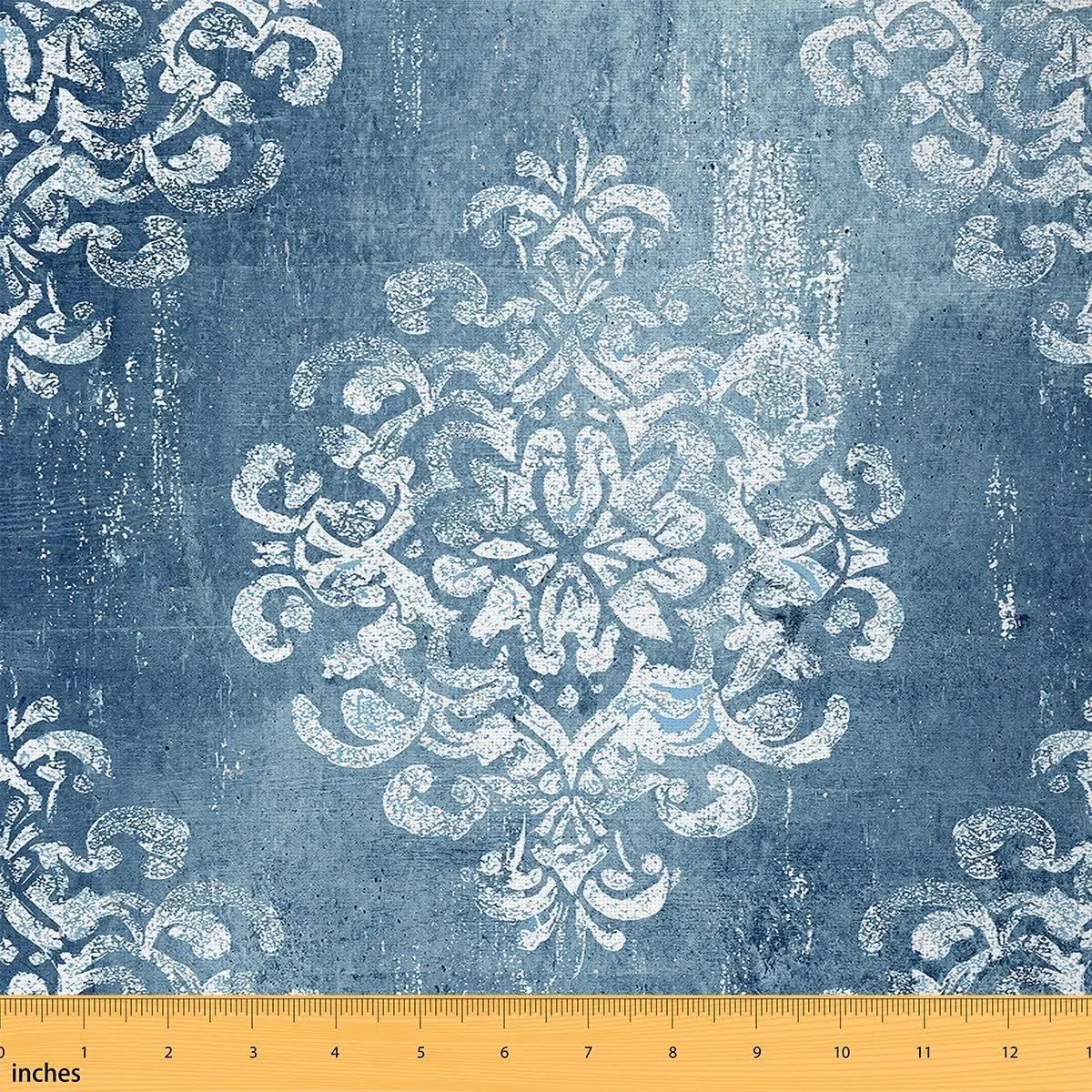 Damask Fabric | Antique Victorian Baroque Upholstery Fabric Chairs Floral Wood Grain DIY Art Material Oriental Antique Blue Pattern,,Blue
