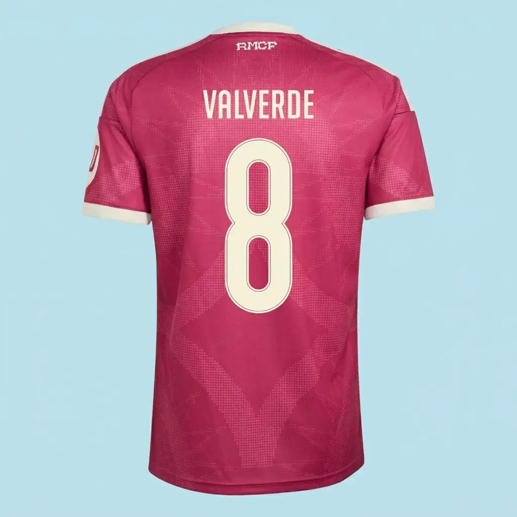 Valverde 8 Madrid Pink Soccer Jersey – Personalized Player Back Number, Away Stadium Style
