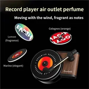 Car Vent Air Freshener – Retro Record Player Aroma Diffuser, Vintage Vinyl Design, Long-Lasting Car Aromatherapy Clip Aquatic Scent Citrus Fruity Aromatic