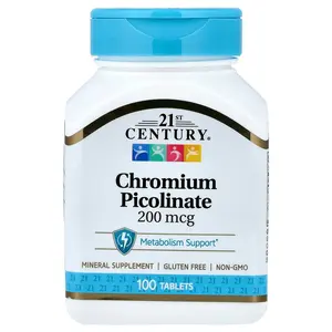 21st Century Chromium Picolinate, 200 mcg, 100 Tablets