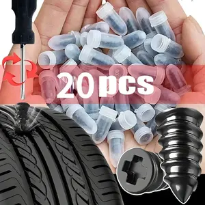 Universal 20-Piece Tire Repair Plug Kit with Installation Tool - Rubber Puncture Repair Plugs for Cars, Motorcycles, Trucks, and Scooters - Quick and Easy DIY Tire Repair Accessories