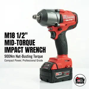 Milwaukee M18 FMTIWF12 Impact Wrench  With Battery Charger for Construction Electric Wrench High Power 900Nm Cordless Lithium Nailer Kit