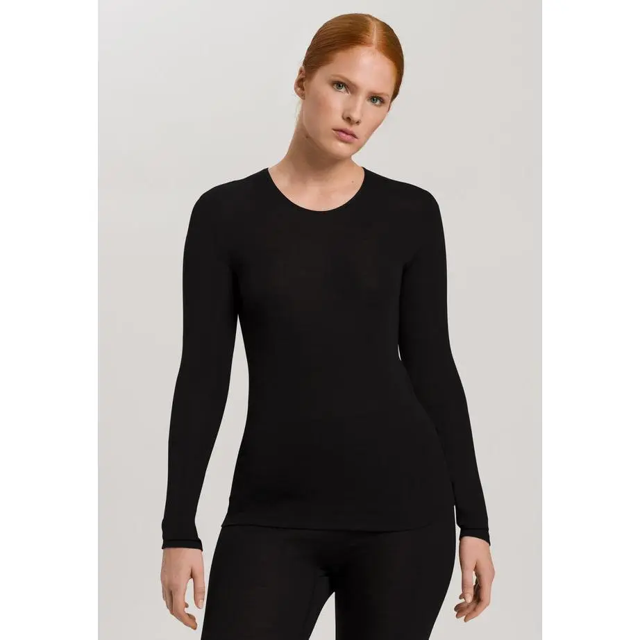 Hanro Woolen Silk Long Sleeve Shirt-  High Scoop Neck