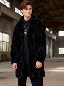 Men's Heavy-Duty Luxurious Plush Faux Fur Winter Coat, Casual to Formal Outerwear, Mid-Length to Long Jacket for Cold Weather, Fuzzy Jacket