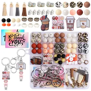 107-Piece Multicolor Silicone Beads Set, Includes 12mm & 15mm Silicon Beads for Keychains, 10mm Flat Round Spacer Beads for Pen Decorations