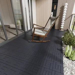 ZZ Style 12" Patio Deck Tiles,4pcs，DIY Module Interlocking Decking Tiles Floor Tile,Easy and Quick Installation Court Tiles for Balcony Backyard 4