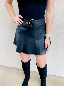 Flirty Flare Faux Leather Skort