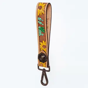 American Darling Hand Tooled Genuine Leather Handle Strap for Wristlet Bag Phone Wrist Keychain Wallet Purse Clutch Cellphone