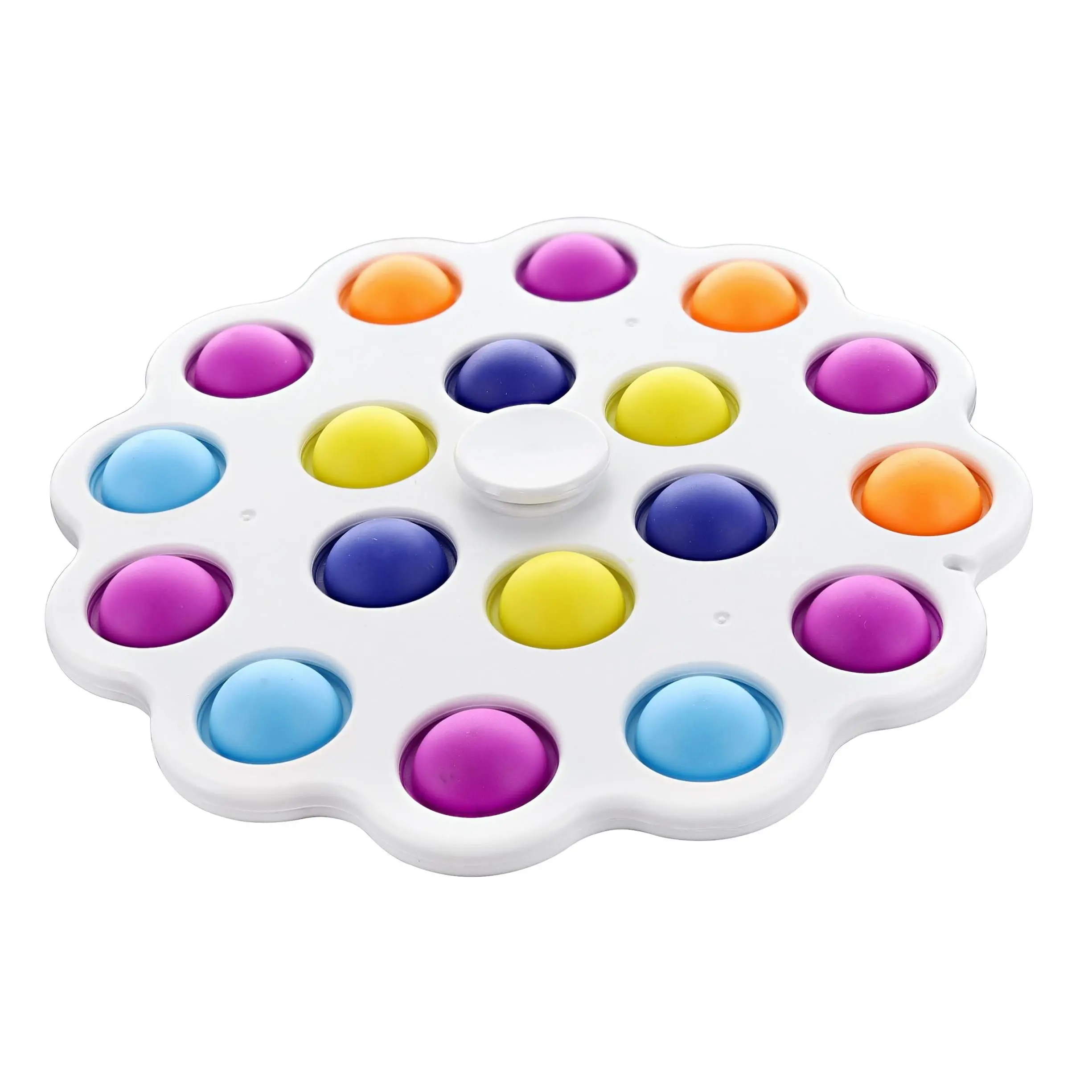 Pop Fidget Toy Spinner White 18-Button Bubble Popping Game