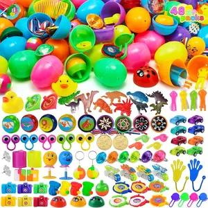 Mothers Day Gift 48Pcs Easter Eggs with Toys Inside, Prefilled Easter Eggs with Popular Assorted Toys for Kids Boys Girls, Basket Stuffers Filler, Party Favors, Classroom Exchange