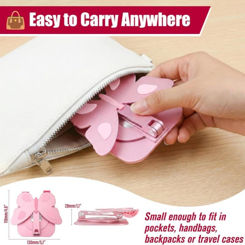 Butterfly-Design Aluminum Alloy Phone Stand — 360° Rotatable Phone Holder, Foldable & Adjustable Tablet Stand — Compact and Lightweight