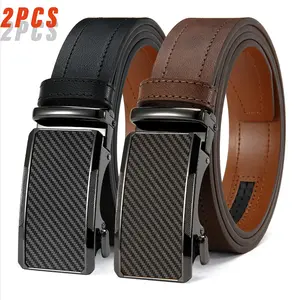 [2pcs] cuttable Mens Belt Leather Ratchet Easy Release BeltFor Men Designer Belt Dress and Casual with AdjustableBuckle for Men's Wear Gift Outdoorfun Textured forBirthday Gift accessories men business belt no hole brown option durable alloy buckle