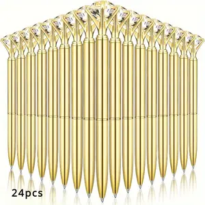 24pcs loose diamond pens, with crystal bridal shower pens, metallic shimmering pens, black ink, cute ballpoint pens, beautiful wedding pens