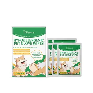 Pet Gloves Wipes Extra Thick Bathing Wipes 5 Pairs Wipes Pet Wipes Gloves For Dogs & Cats For Body Paws Butt Daily Care