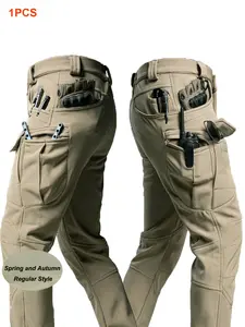Men's Casual Fashion Work Pants Multi-Pocket Zipper Comfortable Breathable Long Pants, Stylish and Practical Daily Wear