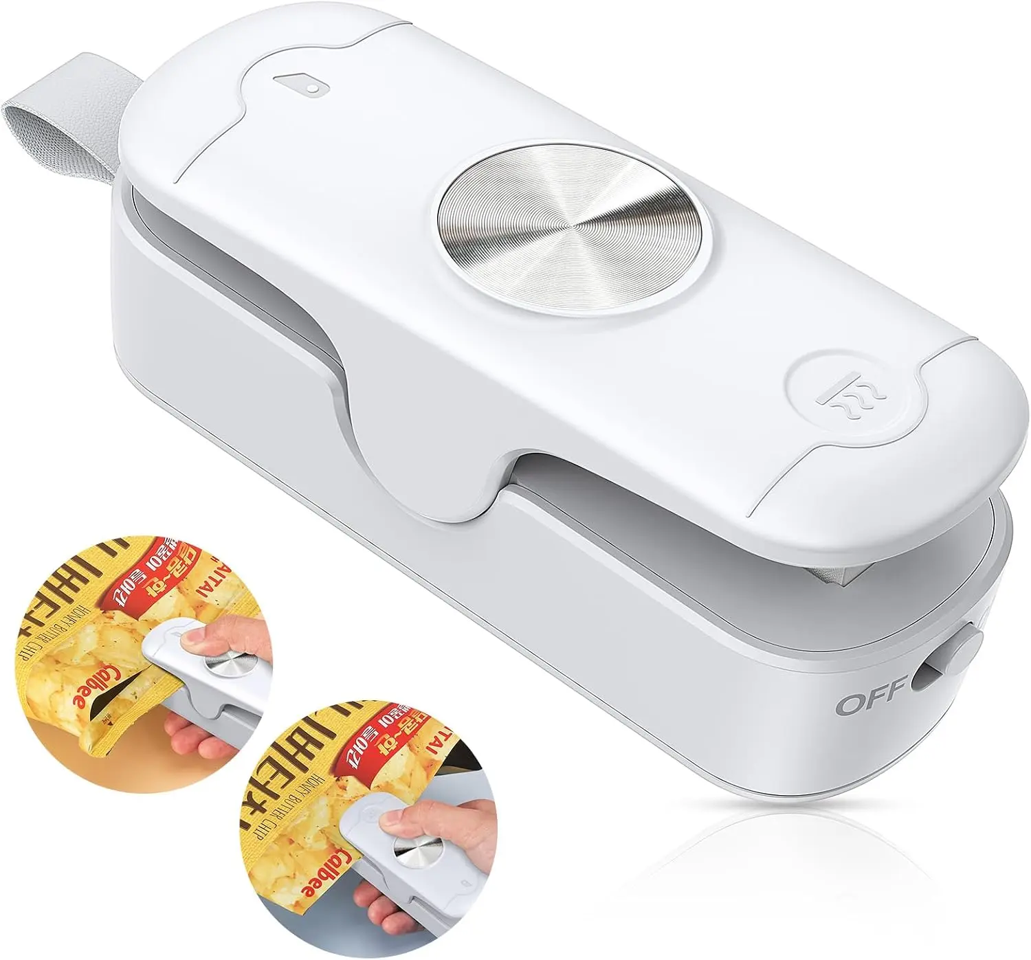 Bag Sealer, 2 in 1 Mini Bag Sealer Heat Seal and Cutter, Portable Chip Bag Sealer Heat Sealer Bag Resealer for Snacks Candies Plastic Bag Food Storage (Batteries Included)