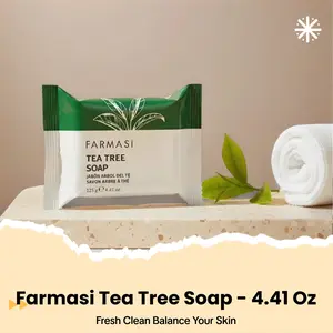 Farmasi Tea Tree Soap for Oily & Combination Skin - Gently Removes Dirt & Excess Oil - 4.41 oz - Fresh Clean Balanced