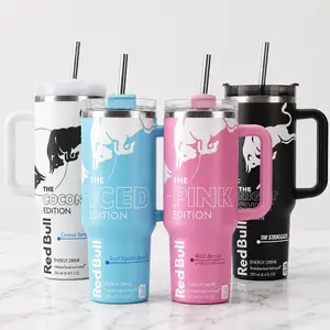 Rd Bull FULL OF COLORS EDITION Tumbler With Handle - Energy Tumbler for Extreme Sports Athlete - 20oz/40oz Energy Drink, Insulated Travel Mug With Straw Lid Portable Water Bottles Drinkware