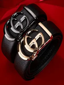 New Men's Leather Belt with Automatic Buckle, Fashionable Casual Waistband for Young Men, Versatile Business Pants Strap