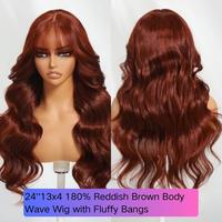 24''13x4 180% Reddish Brown Body Wave with bang