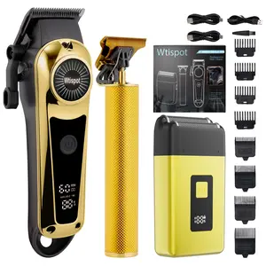 Professional Blonde Hair Clipper & Trimmer Kitfor Men USB Rechargeable Barber Set with LCD DisplayAdjustable Blade and Professional Trimmer professionalhair clippers for men