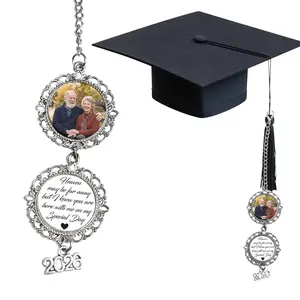 Custom Graduation Tassel Photo Charm, Walking With You Today & Always Memorial Charm