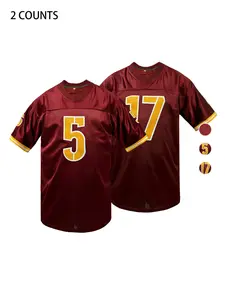 Men's Stitched Rugby Jersey, V-Neck Breathable Retro Mesh Football Jersey,Short Sleeve T-Shirt, Casual Loose-Fit for Outdoor Sports, All Seasons Wear