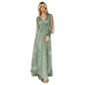Layla Tulle Maxi Dress | Dusty Green Floral