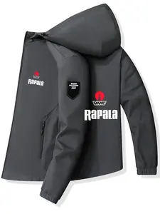 Arrow Hooded Jacket, Polyester Fabric, Printed Round Arrow Pattern, Casual Slim-Fitting, Daily Trendy Outerwear