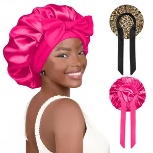 Satin Bonnet for Sleeping, 2pcs/set Double Layer Adjustable Hair Bonnet for Women & Men, Heatless Styling Tool for Women Curly Hairstyles, Hair Care Cap