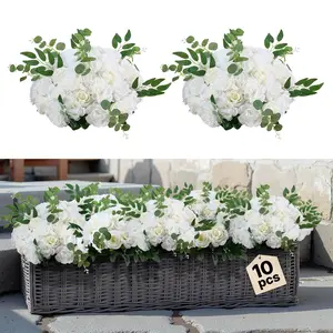 Flower Balls for Wedding Centerpieces, 17.7-Inch Fake Flower Arrangement, Package of 10 Spheres for Table Decor, Realistic Silk Petals, Durable White Faux Floral Ornaments for Reception Tables and Events