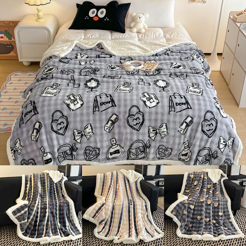 Heavy duty flannel bed blanket - super thick all-season soft and warm machine washable luxury bedspread/sofa blanket, neutral plush home decoration (beige/black/white/gray/blue/red and other colors), suitable for cold floors, modern living rooms