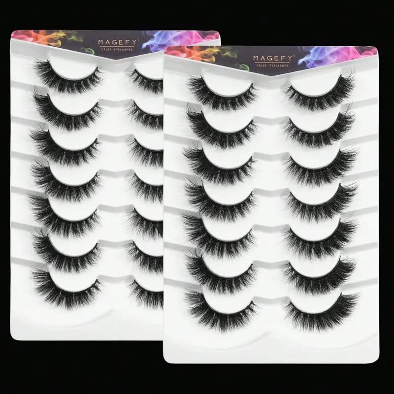 Magefy False Eyelashes Set - Exaggerate Full Volume Dramatic Strip Lashes, Fluffy Dense Spiky Fake Lash Strips for Thick Curling, Lengthening & Doll Eye Effect, Professional Quick Eye Glam Makeup Products