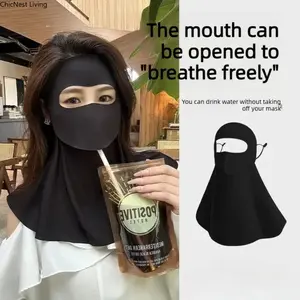 Summer Drinkable Facekini — Full-Face Sun Protection Mask with Neck Guard, UV Blocking, Windproof, Cycling