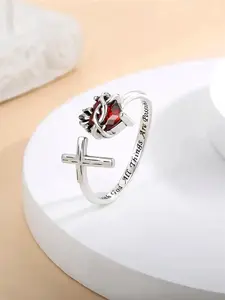 1 PC Fashion Cubic Zirconia Cross Ring For Women For Wedding Engagement Marriage Ring Party Jewelry Valentine's Day Gift Artificial Zircon Ring