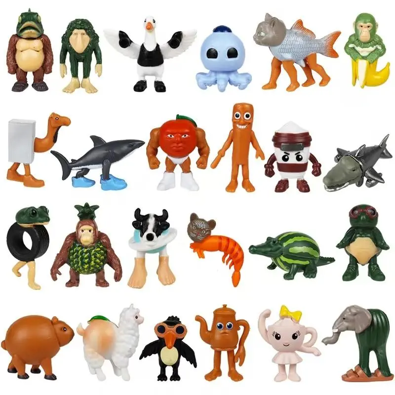 24-Piece Brainrot Animal Doll Set, Decorative Tongtongtung Toys for Desktop Decoration, Unique Gift Collection Item, Action Figure Set