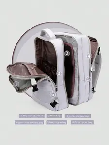 Large Capacity Expandable Backpack, Travel Bag with 45x36x20cm Dimensions, Opens 180° and Fits over Suitcase Handle, Casual Travel Backpack