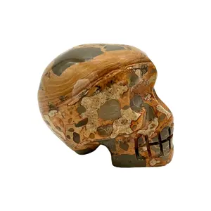 Leopard Jasper Skull - Hand-Carved Decor